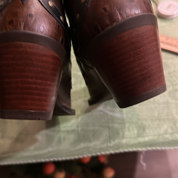 ARIAT ROGUE SKIPPY Brown Western Ostrich Cowboy Snip Toe Boot Size 9M Leather - Picture 11 of 15